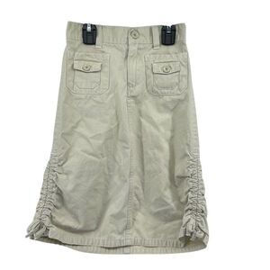 High Sierra Girls Y2K Khaki Cargo Skirt Size 5 Ruched Sides Drawstring Cotton
